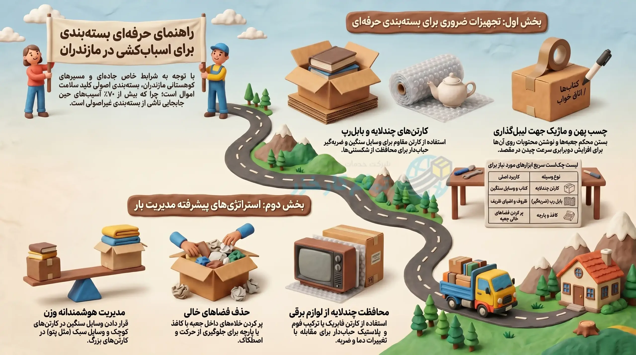 بسته بندی بار برای اسباب کشی در استان مازندران